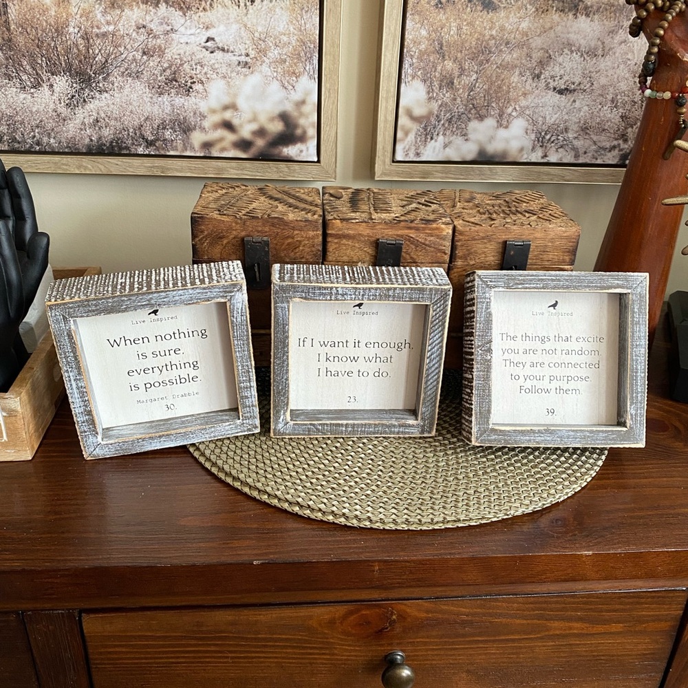 🖼️ MINI ART PLAQUES | Inspirational Quotes | Wood Frames | NWT | All 3 Pieces